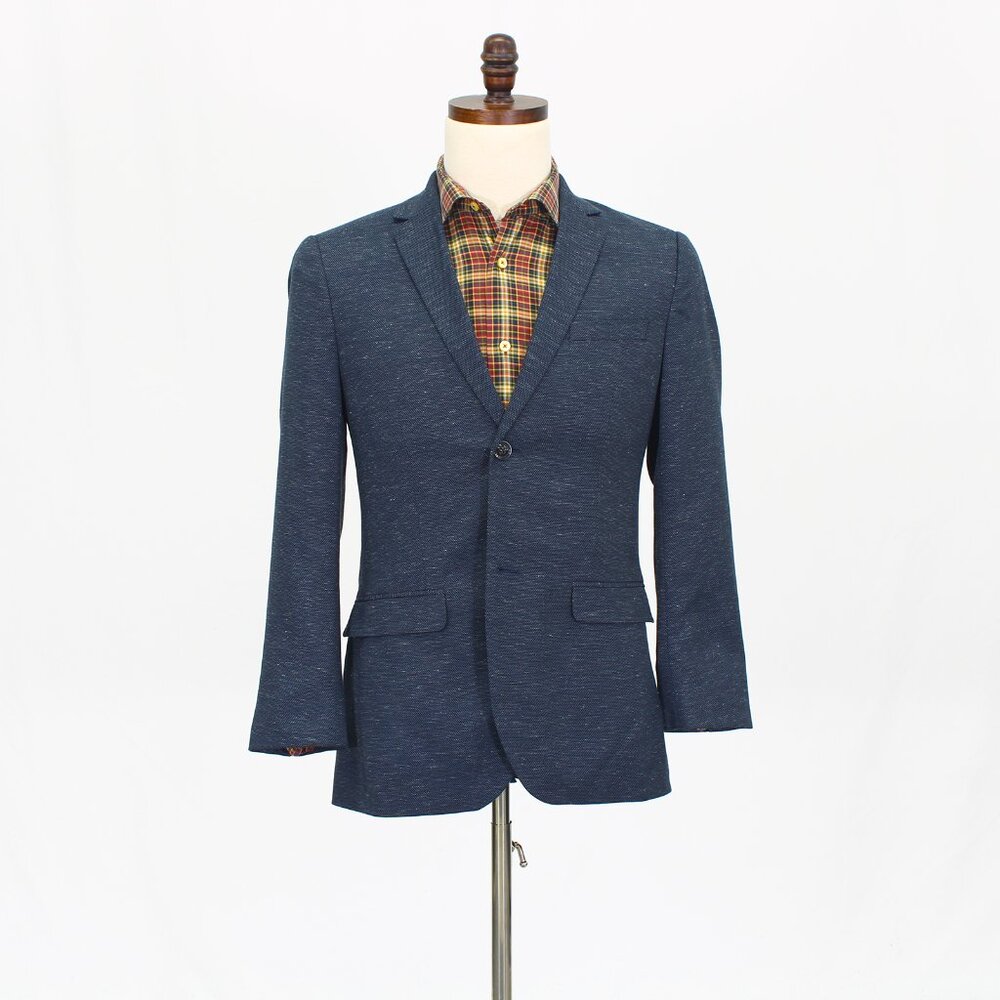 Topman 36S Navy Blazer Sport Coat Jacket 3-Button Solid T855